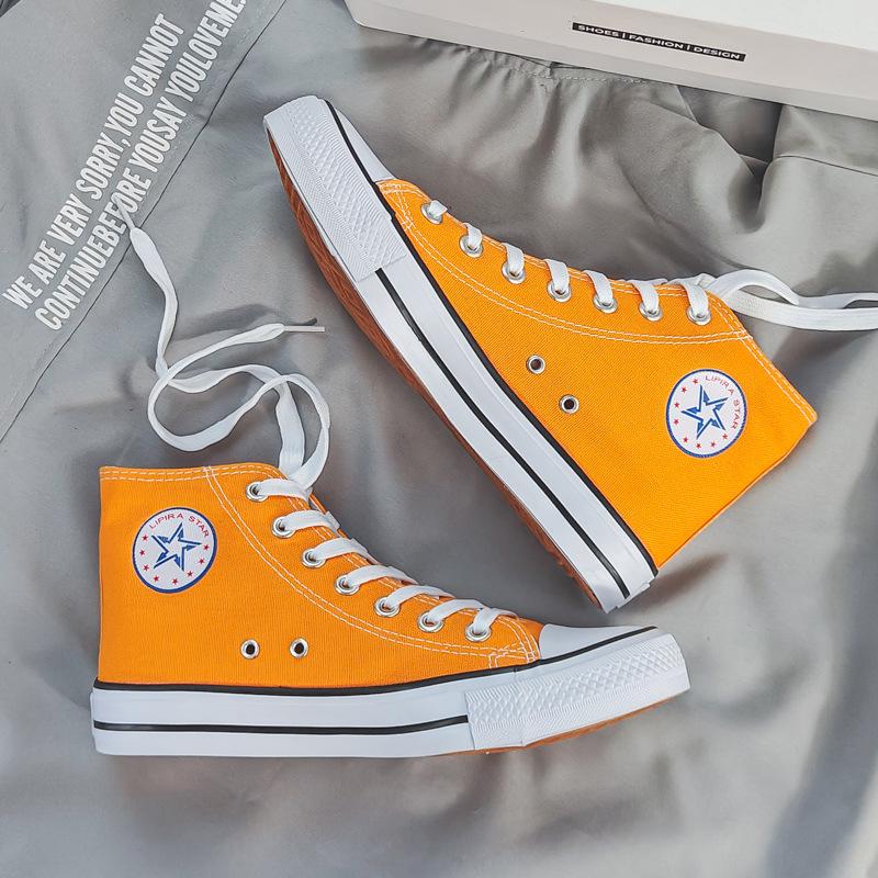 Men's 2023 High-Top Canvas Sneakers: Trendy Korean Style Couple's Casual Shoes