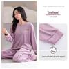 Женский двусторонний флисовый пижамный комплект - Зимний, Толстый вельвет, С длинными рукавами, Круглый вырез, Свободный, Повседневный, Для ношения на улице