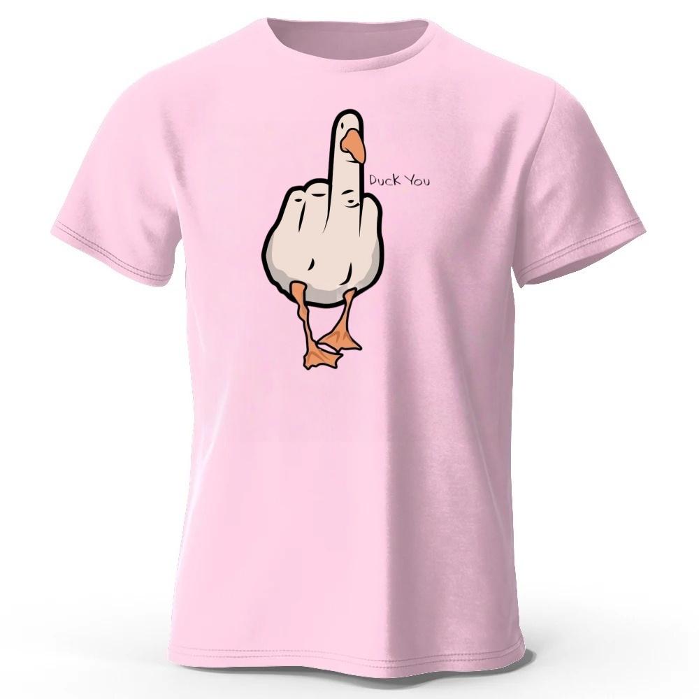 Mens Funny Middle Finger Duck Latest Pure Cotton Sports Short Sleeved Running Fitness Plus Size Loose Tshirt Street Daily Top