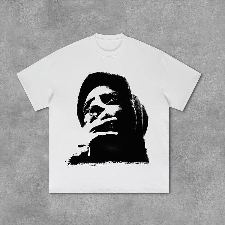 Vintage Portrait Graphic Print 100 Cotton TShirt Unisex Y2k Summer Short Sleeves Casual Oversize Tshirt Streetwear Unisex Tops New