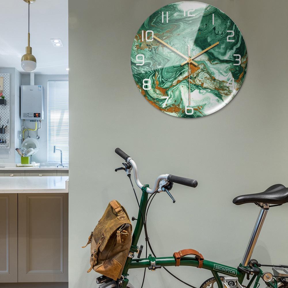 CC127-142 Роскошные круглые мраморные настенные часы, креативный акриловый 3D-дизайн для домашнего декора