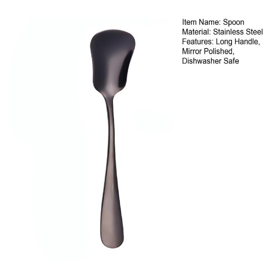 Yousheng Stainless Steel Spoon Gourd Shape Long Handle Colorful Dessert Cake Soup Salad Coffee Ice Cream Scoop Kitchen Utensil Cutlery Flatware