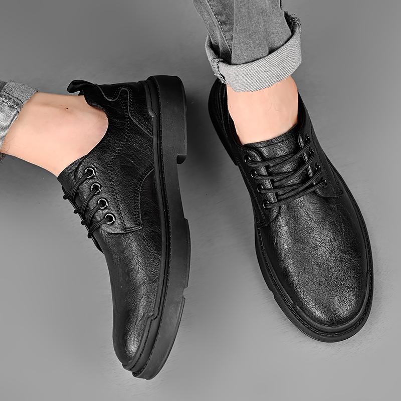 Men's Leather Shoes Lace Up Black Soft Leather Soft Bottom Spring Autumn Best Man Business Formal Wear Casual Oxfords Shoes