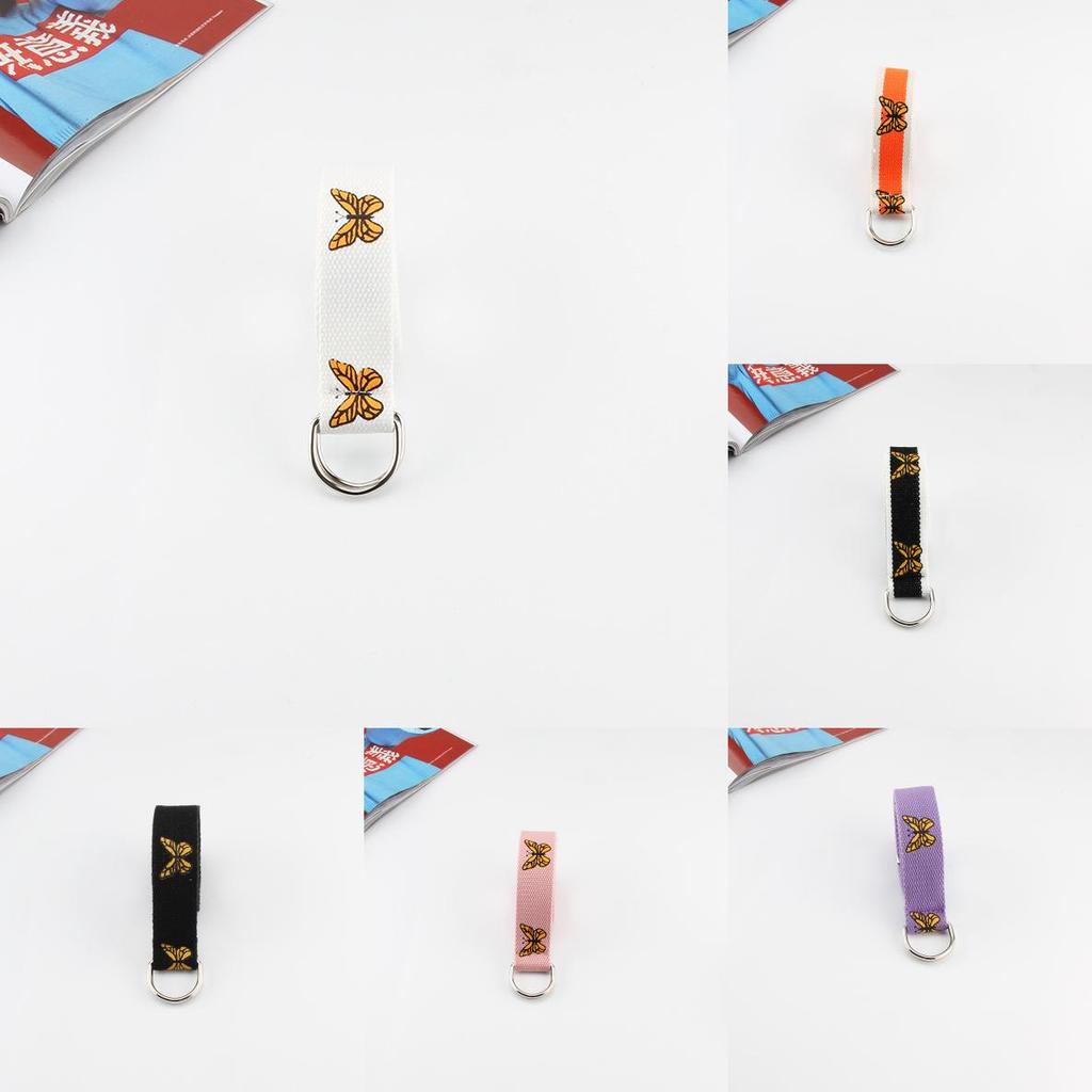 Унисекс тканевый пояс с рисунком бабочки, пряжка с двойной петлей для повседневной носки