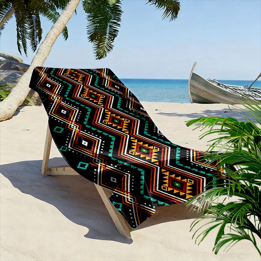 Geometric tribal pattern in vibrant colors Beach towel quick-drying for travel outdoor sports jogging beach and swimming