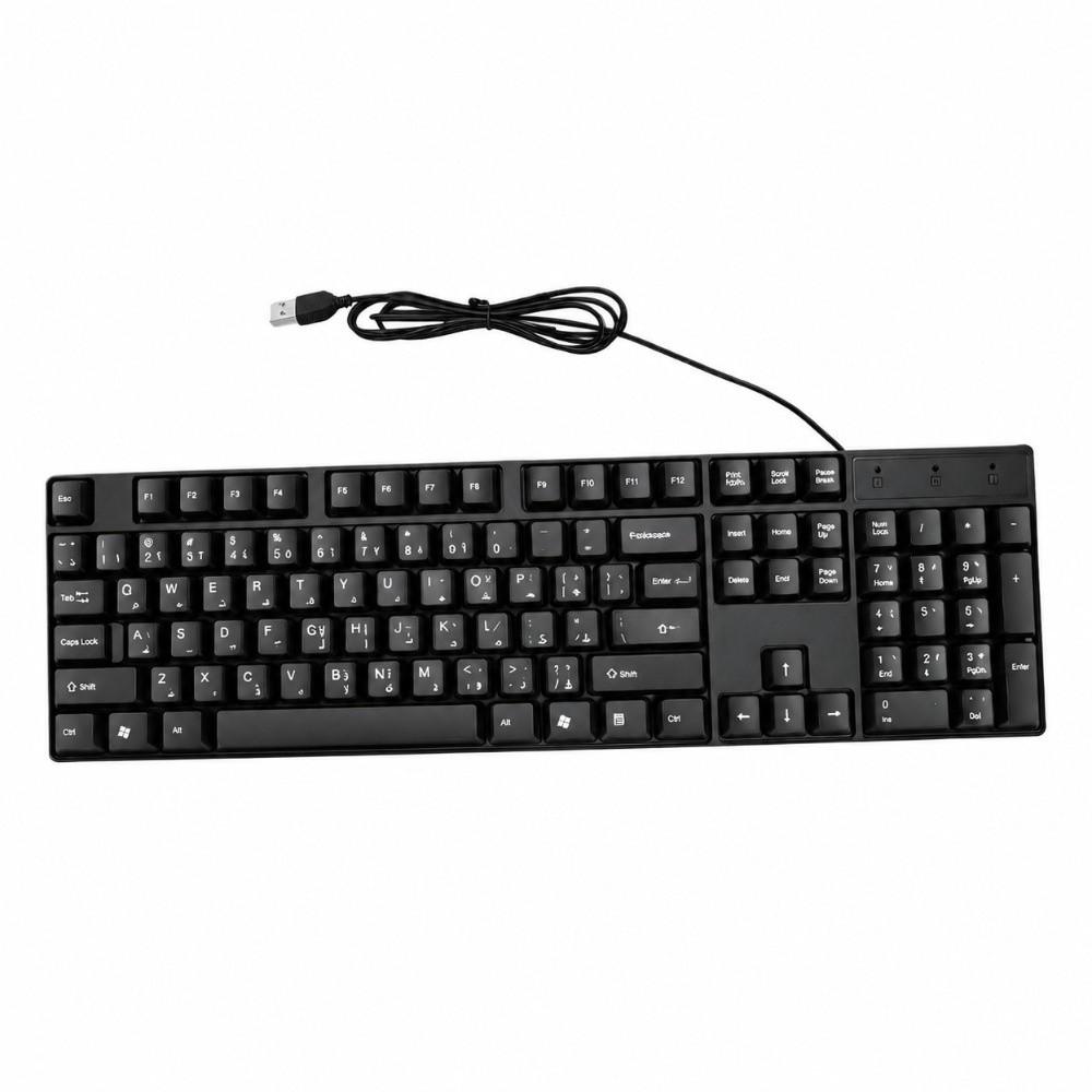 104 Keys Wired Keyboard Plug-and-Play USB Keyboard Ergonomic English Keyboard Office