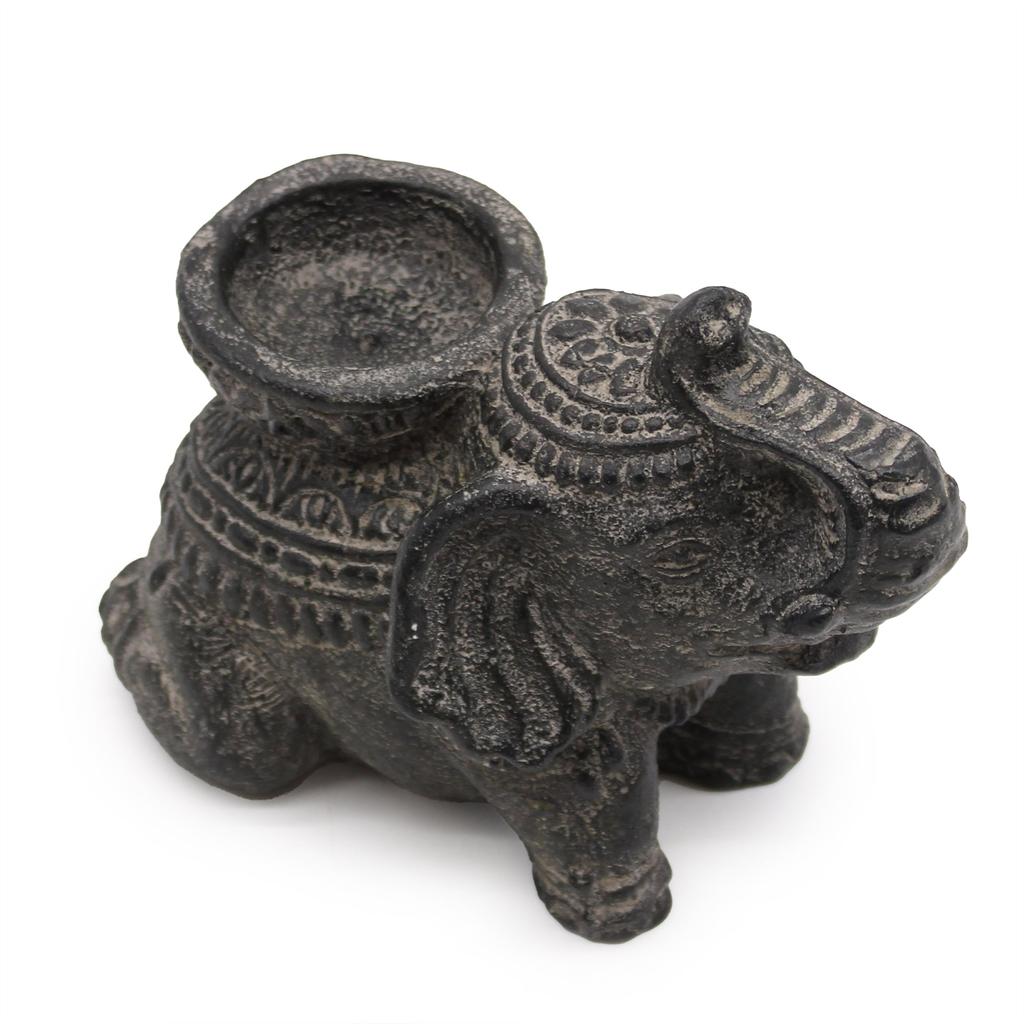 Incense and Candle Holder Elephant Black Antique