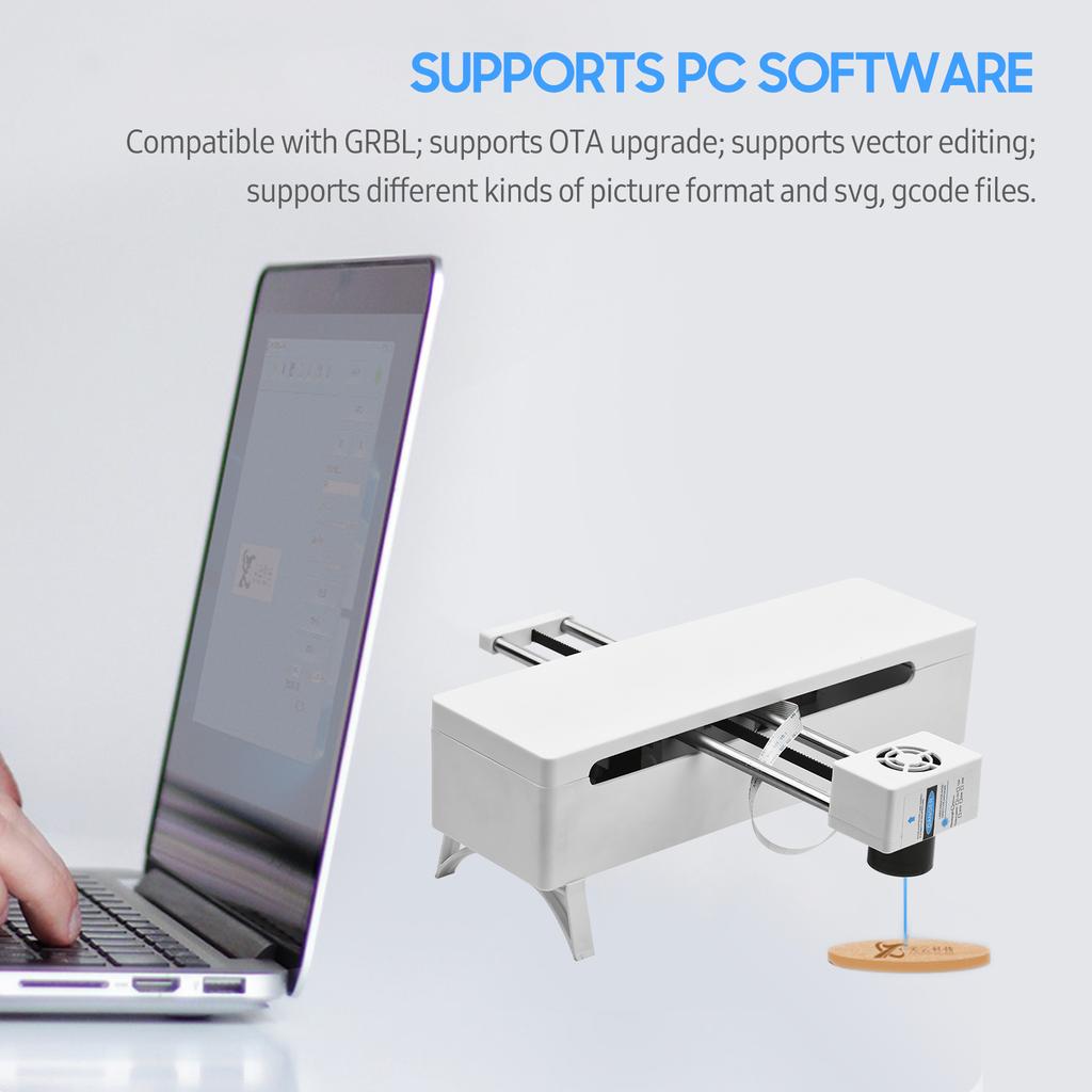 450 нм 10 Вт лазерный гравировальный станок с регулируемым фокусным расстоянием, поддержкой программного обеспечения для ПК, высокоскоростной мини-ЧПУ