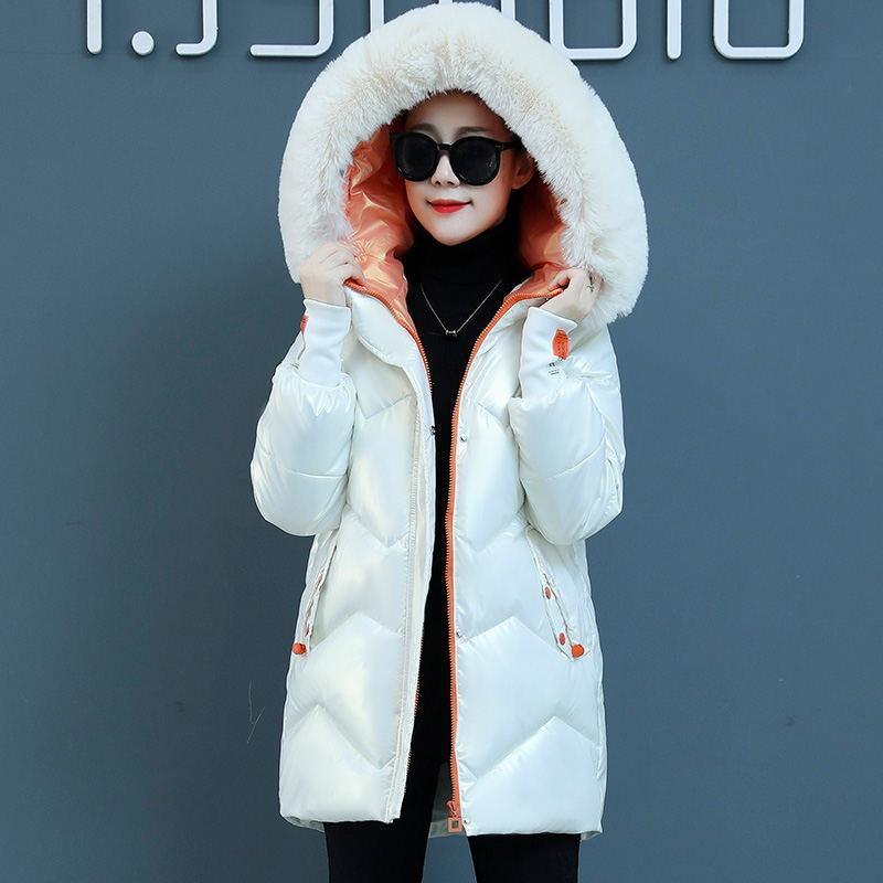 Осень и зима Яркая однотонная с капюшоном большой меховой воротник Свободная повседневная ветрозащитная утепленная теплая короткая женская куртка 5 цветов