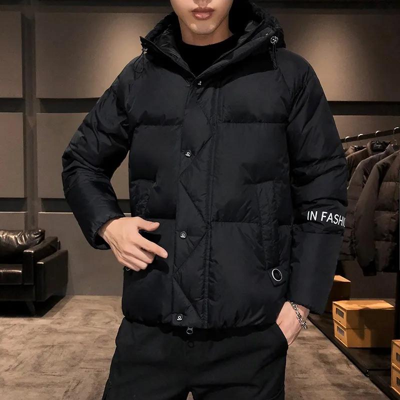 Winter Men's Hooded Padded Jacket Fashion Trend Flannel Baggy Pockets Waterproof Padded Jacket