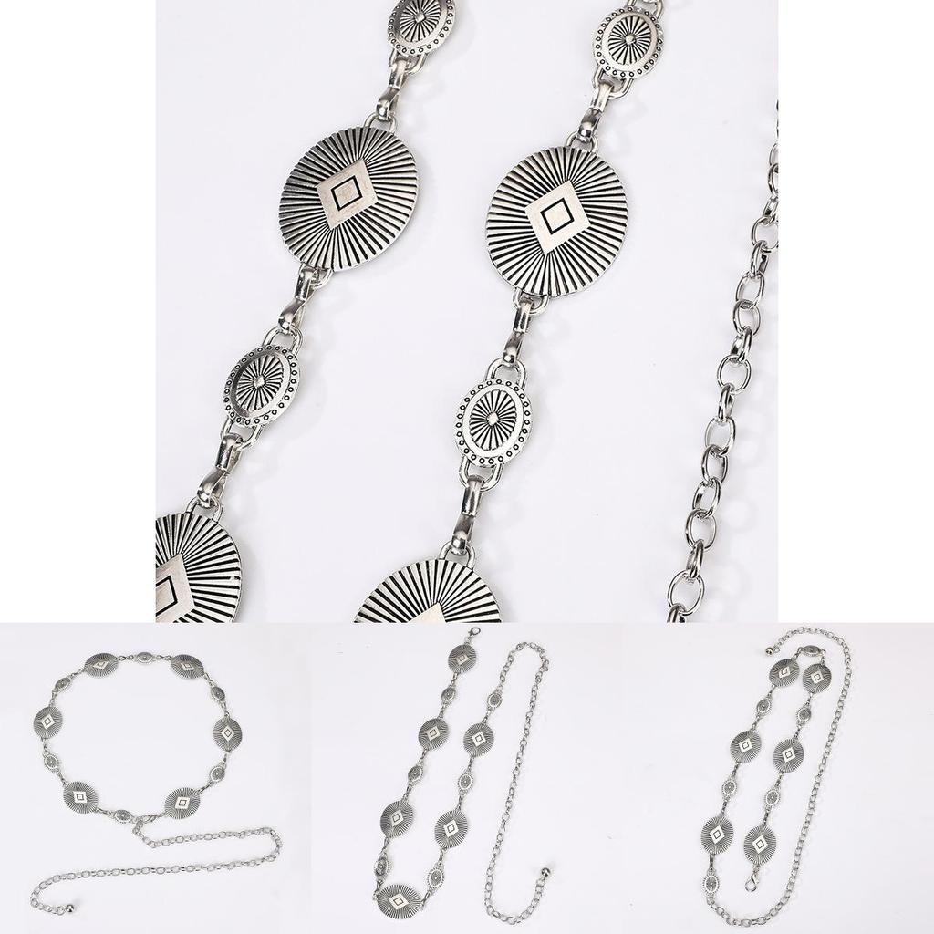 Metallic Ladies Waist Chain With Artistic Engraving For Casual Office Wear