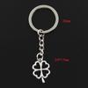 Fashion 30mm Key Ring Metal Key Chain Keychain Jewelry Antique Bronze Silver Color Hollow Four Leaf Clover 24x17mm Pendant