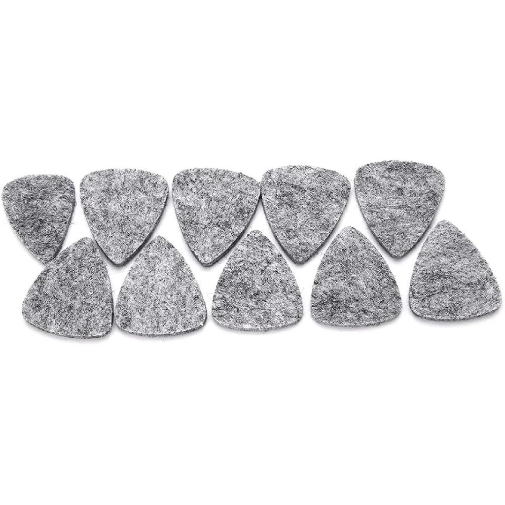 10Pcs Wool Felt Guitar Picks Ukulele Picks, 3mm Thin Red Plectrums with Solid Leather for Ukelele Bass Guitar (Gray)
