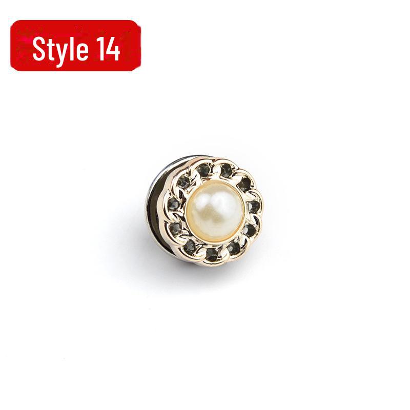 Anti-Exposure, Concealed, Removable and Sew-Free Pearl Shirt Brooch Buttons