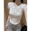 Женский прозрачный укороченный топ с круглым вырезом - Весна/Лето, Короткий рукав, Премиальное качество, Белый