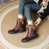 Women Winter Fashion Warm Plush Genuine Leather Women's Boots With Anti Slip Soft Sole Comfortable Side Zipper Short Boots