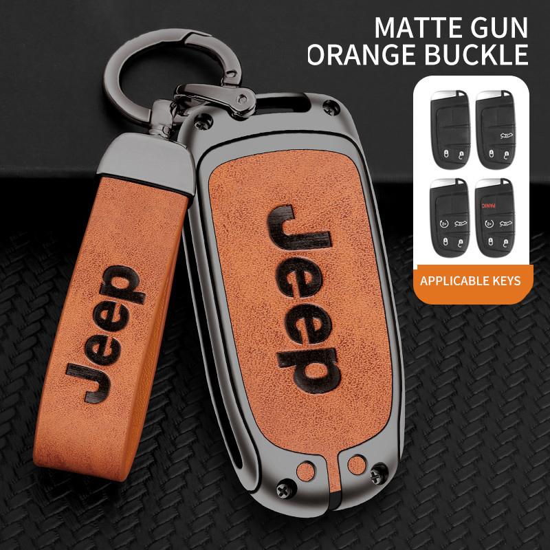 CNE1 Zinc Alloy Leather Car Key Cover Case Fob for Jeep Renegade Compass Cherokee Grand for Chrysler 300C Wrangler Car Accessories