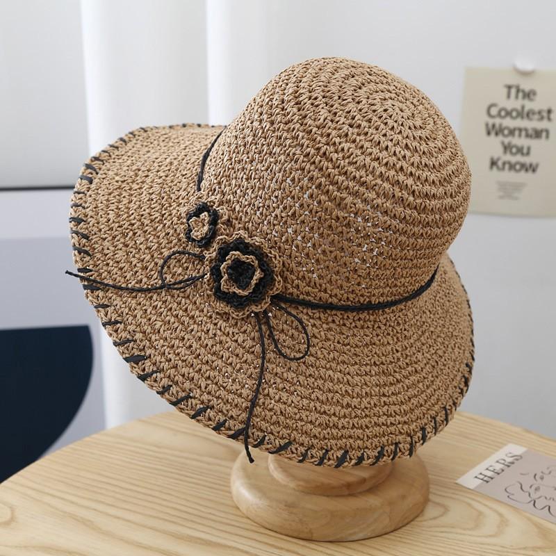 Handmade straw hat women's spring and summer small fresh sun hat travel sun protection hat sweet versatile fisherman hat