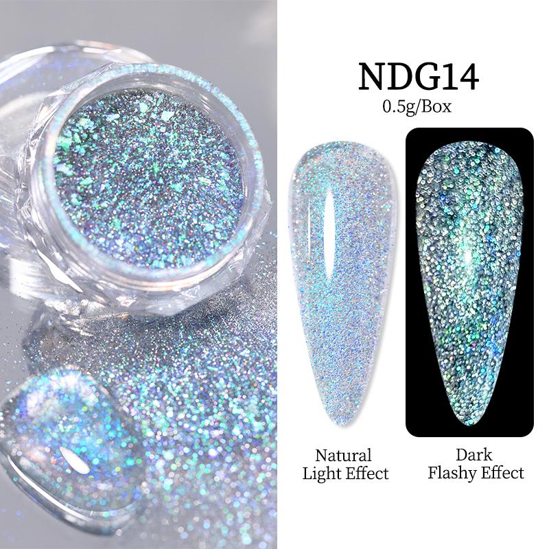 1 Box Multichrome Chameleonic Powder Nail Glitter Aurora Neon Rainbow Pigment Chrome Powder Iridescent Manicure Nail Rubing Dust