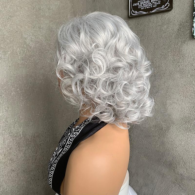 Смешанные серебристо-серые короткие волнистые волосы женские средней длины черный кудрявый парик синтетический натуральный парик для вечеринок повседневный термостойкое волокно