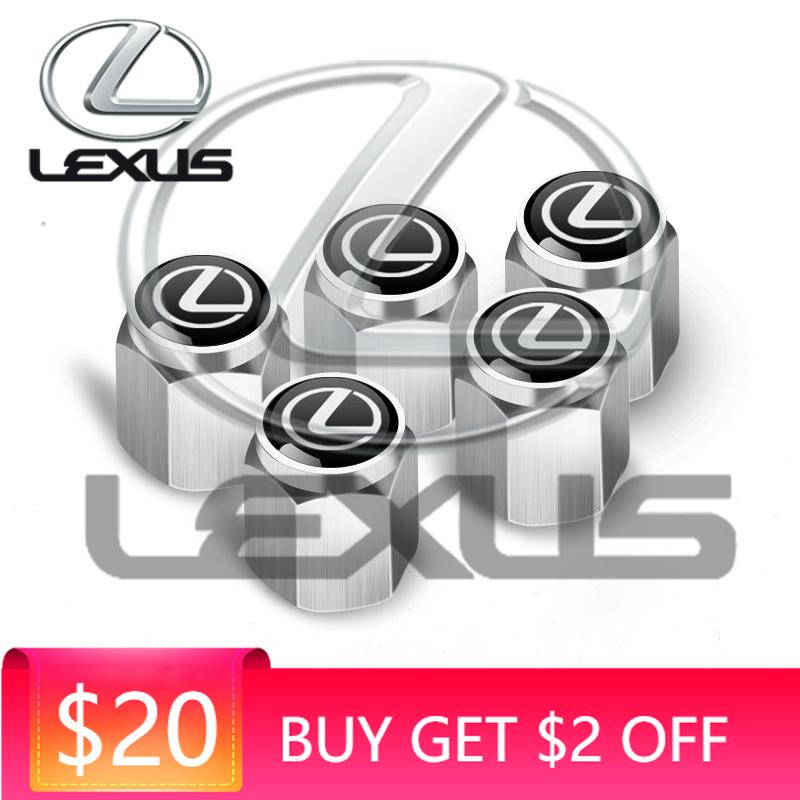 Emblems 5pcs Metal Car Wheel Tire Valve Stem Caps Covers For Lexus UX250h RX450h CT200h RX400h NX300h RX350 RX300 GX470 Auto Acc