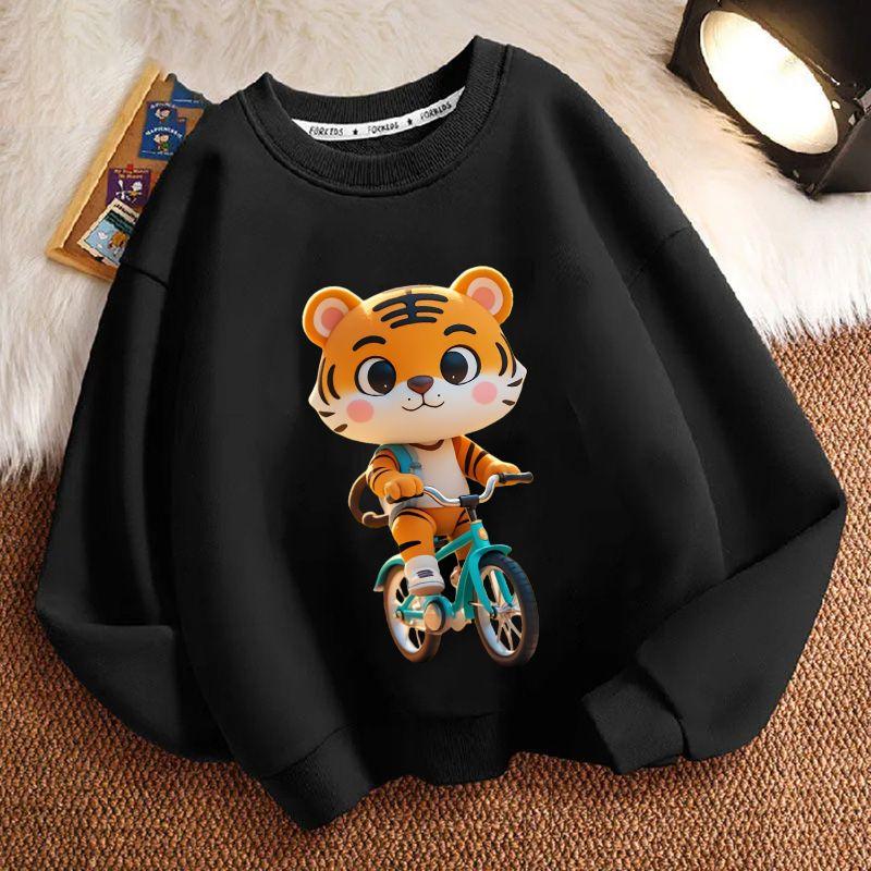 Милое худи с тигрёнком для детей, повседневный топ для мальчиков и девочек на весну и осень