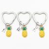 26 Letters Initial Pineapple Keychain Heart Keyring Pineapple Pendant Jewelry Fruit Charms Best Friends Keychain Gifts
