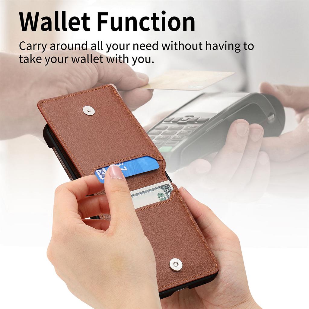 Magnetic Ring Holder Leather Wallet Card Slot Case for Samsung Galaxy Z Flip 5 Z Flip4 Z Flip3 5G Zflip4 Kickstand Vertical Cover