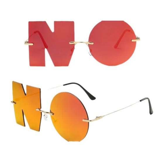 Декоративные очки без линз с индивидуальными буквами, солнцезащитные очки для фотосъемки, без оправы, с защитой от УФ-излучения, с зеркальным отражением, для путешествий на открытом воздухе и пляжа