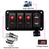 12V-24V Digital Voltmeter Circuit Breaker for Car SUV Marine RV Truck 4.2A Dual USB Slot Charger 3 Gang Switch Panel