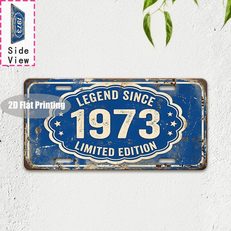 Vintage City Coordinate Year Text Metal License Plate Sign Retro 2D Flat Printed Tin Plaque Wall Art Decor for Bar Home