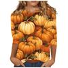 Женский осенний пуловер, модные повседневные футболки с круглым вырезом, 3D-принт на Хэллоуин, длинный рукав, тыквенная футболка для женщин