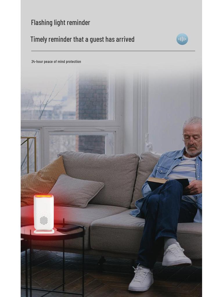 Беспроводная кнопка экстренного вызова для пожилых - Домашний дверной звонок с мигающим светом и вибросигналом
