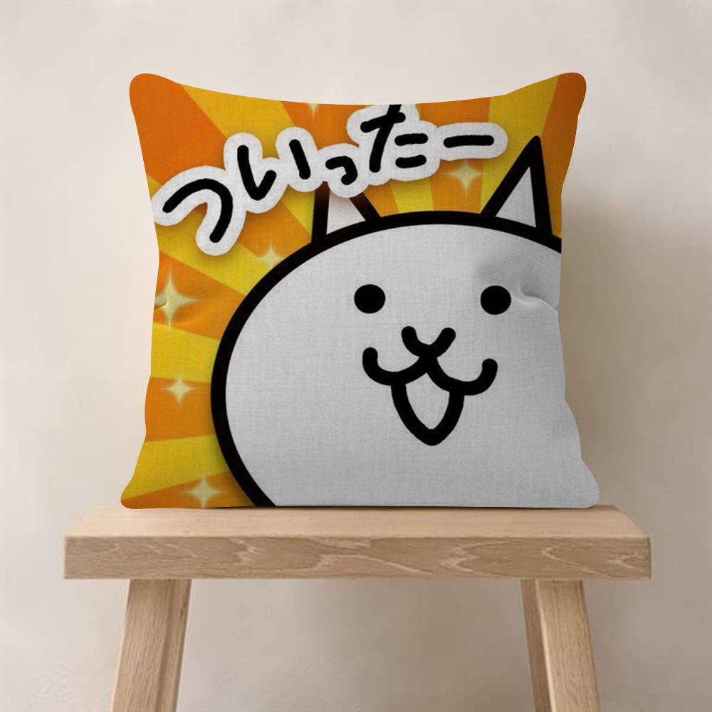 Game BBattle Cats Anime Cushion Cover Car Throw Pillow Case For Sofa Car Christmas Gift 40x40cm 45x45cm