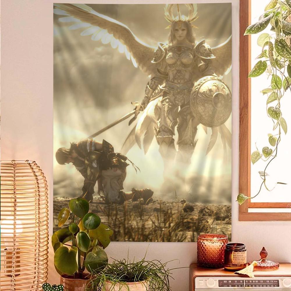 Мандала Настенное панно Final Fantasy XIV Аниме Игра Цветной Гобелен Настенное панно Бохо Настенные гобелены