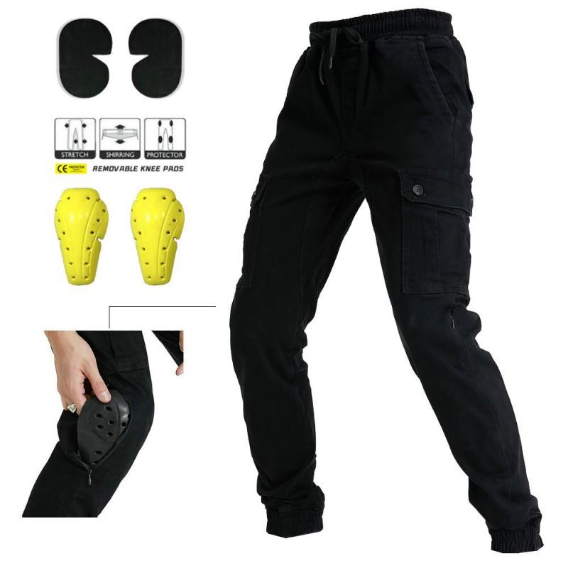 Mens Motorcycle Riding Pants With Knee Protection Tactical Cargo Design Cotton Outdoor Motorbike Protective Trousers