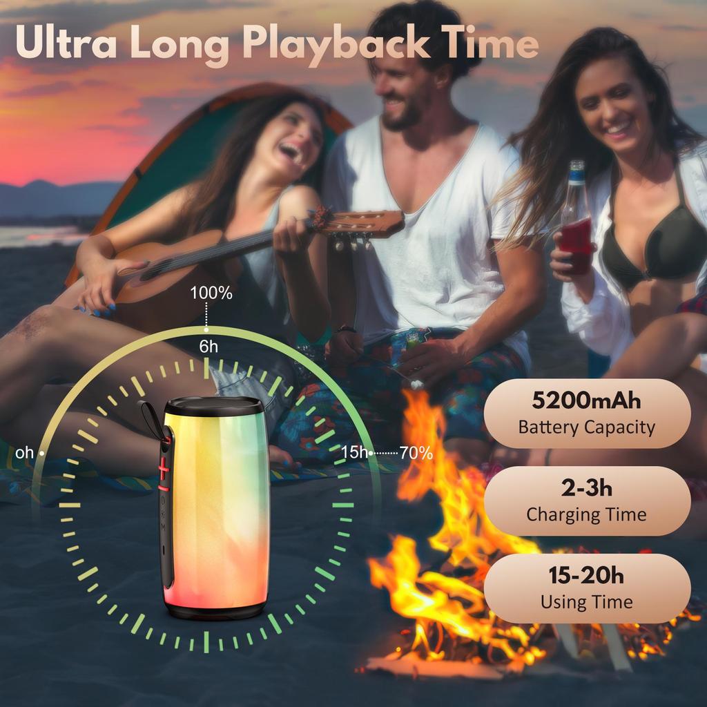 Speaker with Mic System for Singing, Portable Bluetooth Speakers with Dazzling Light and 2 Wireless Microphones for Adults, Mini Karaoke Set for Home