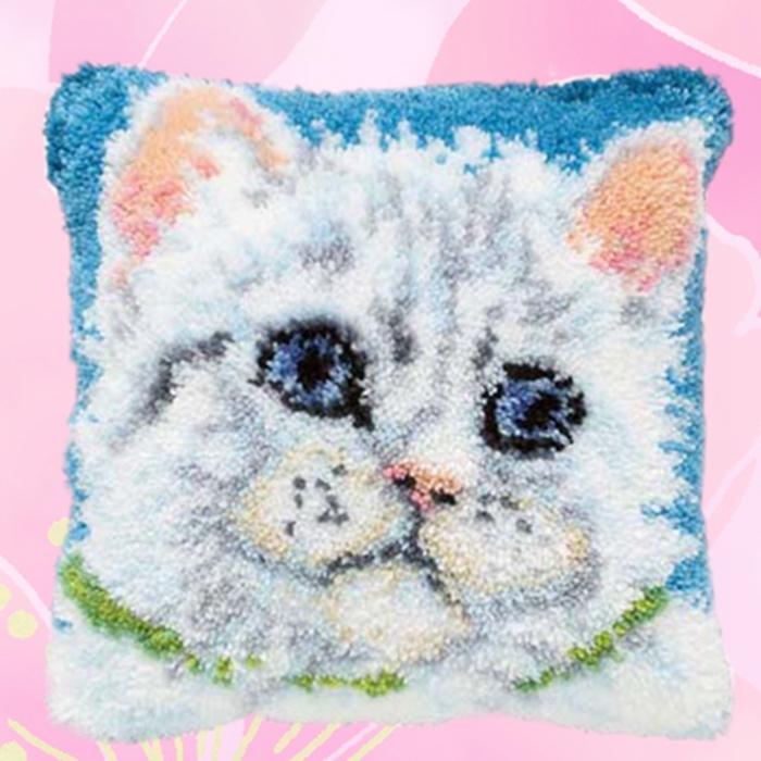 Cute Animal Latch Hook Rug Kits Pillows Smyrna Package Carpet Cat Embroidery Latch Hook Kit Diy Cross Stitch Pillow Knooppakket