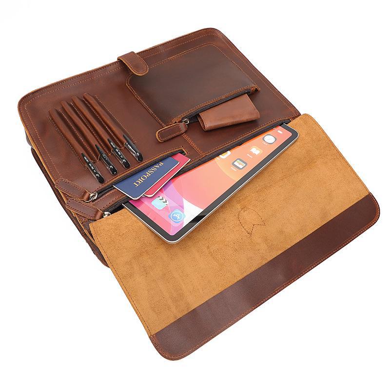 Мужская многофункциональная сумка через плечо для ноутбука Jiameida Retro из натуральной кожи