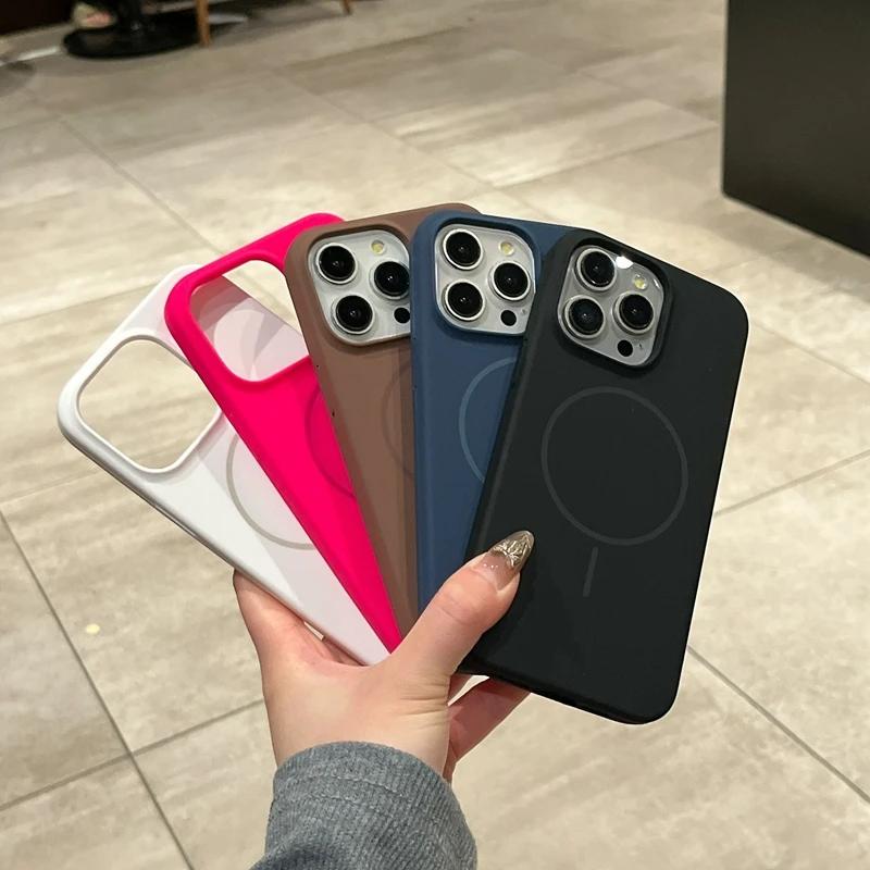 Жидкий силиконовый чехол Magsafe для iPhone 11 12 13 14 15 16 Pro Max Plus Магнитное беспроводное зарядное устройство Противоударный бампер