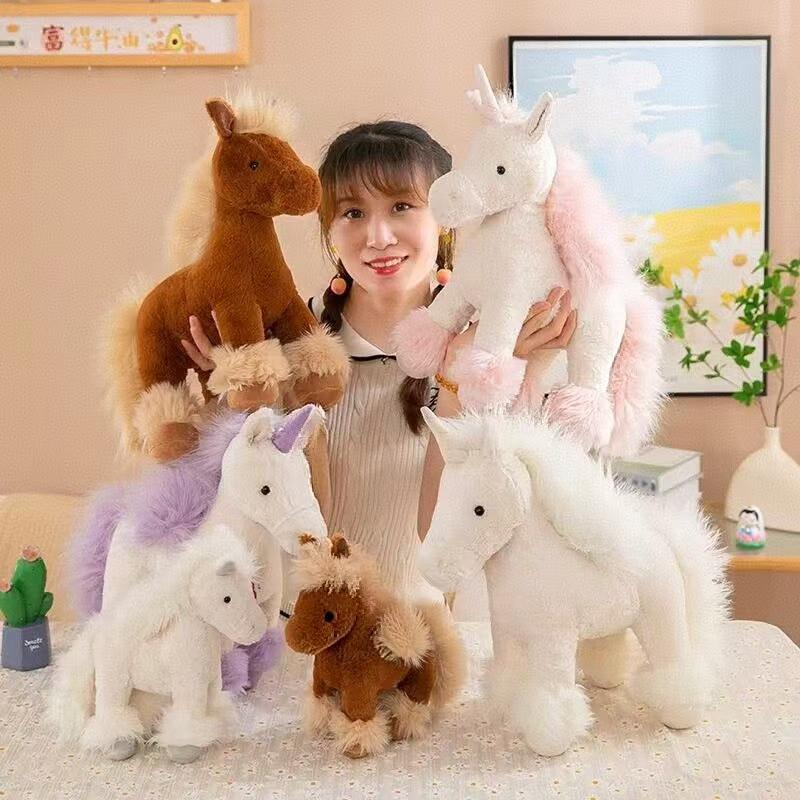 Cute Real Life Horse Unicorn Plush Dolls Stuffed Animal High Quality Realistic Pony Plush Toy Classic Birthday Gift For Children