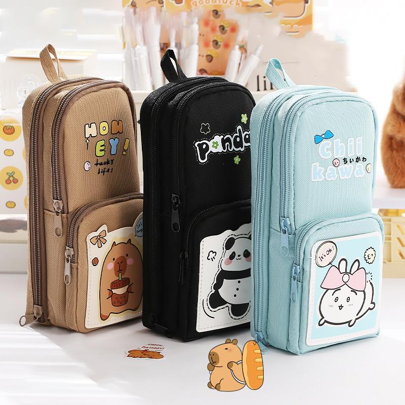 Мультяшная Капибара Панда Чиикава Большая вместимость школьный портфель в форме пенала многофункциональная сумка для карандашей сумка-держатель для канцелярских принадлежностей