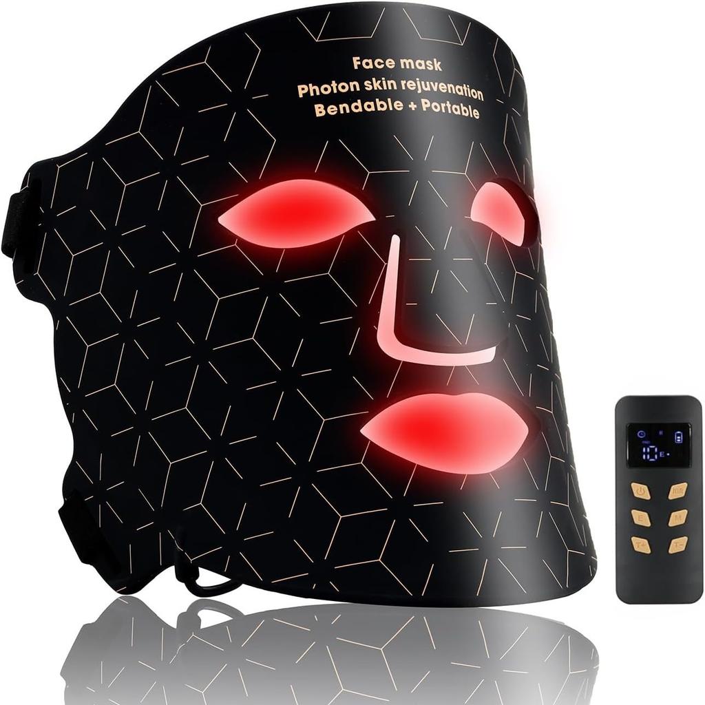 LED Color Light Beauty Mask Row Light 4-color Spectrometer Red and Blue Light Mask Instrument Photon Skin Rejuvenation Instrument Silicone Mask