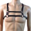 Black Men'S Faux Leather Chest Strap Buckle Club Clothing
