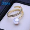 Кольца с натуральным пресноводным жемчугом для женщин, классическое золотого цвета, обручальное кольцо, подарки на день рождения, оптовая продажа