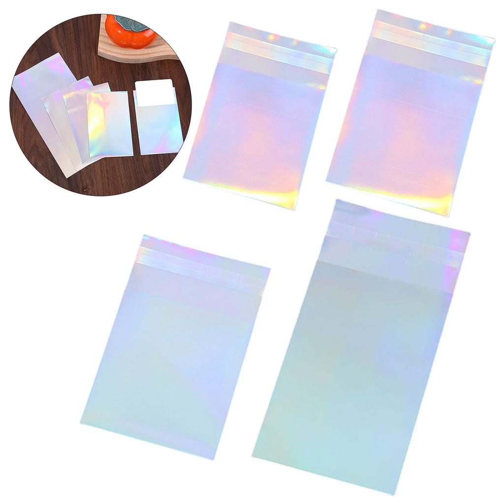 50Pieces Holographic Mailing Envelopes Rainbow Flat Foil Bags With Self Adhesive Seal For Courier And Gift Packaging