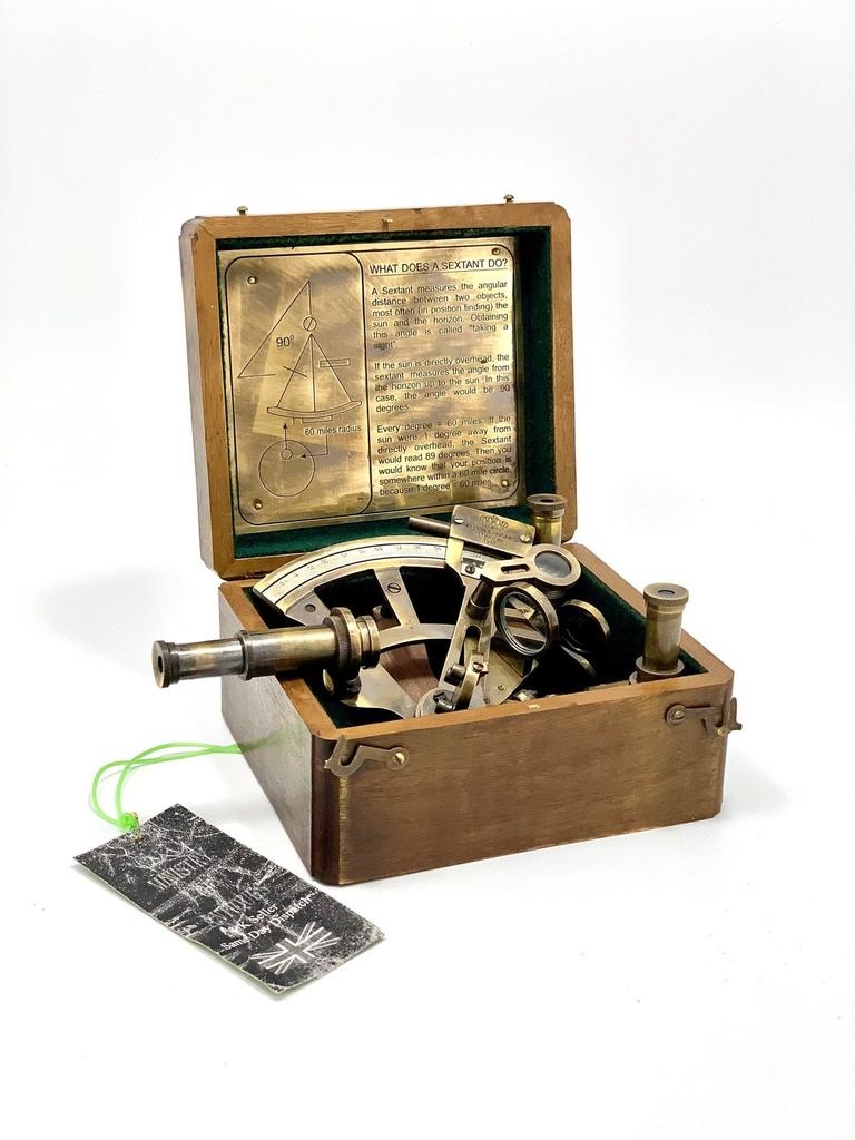Антикварный морской двойной телескоп секстант старинная морская астролябия судовые инструменты с деревянным ящиком латунный судовой винтажный секстант