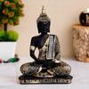 Polyresin Sitting Buddha Idol Statue Showpiece for Home Decor Decoration Gift Gifting Items 1pic (Black Bronze), Religious