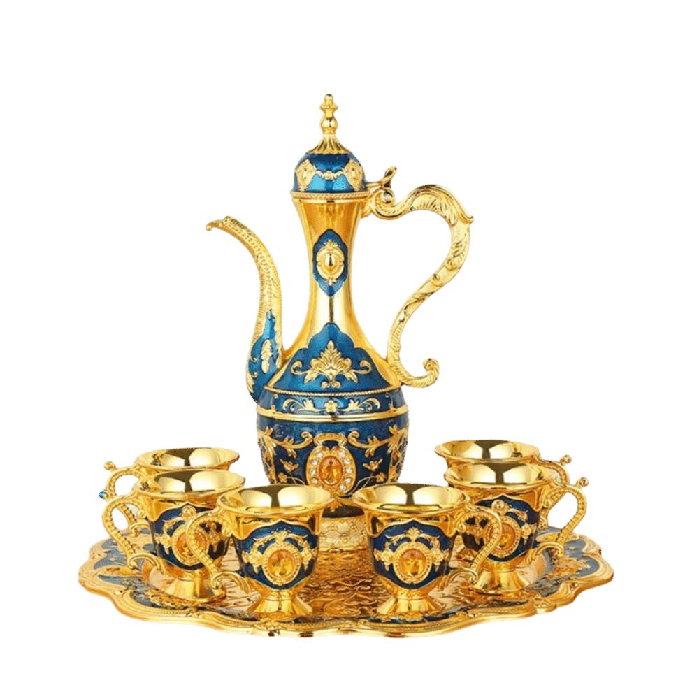 Multifunctional Turkish Tea Set Metal Vintage Wine Set Serving Tea Set Teapot Kit Home