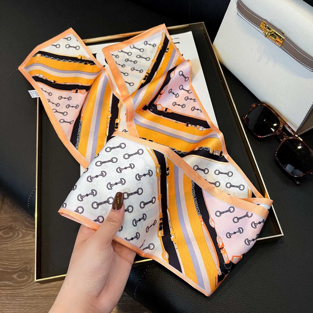 New long silk scarf women's simulation fashion versatile thin narrow scarf with shirt silk scarf Korean version small